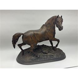 After P J Mene, bronze figure of a horse on a stepped oval base, H31cm 