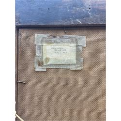 Keith Stuart Baynes (British 1887-1977): 'Red and Blue' Still Life of Flowers in a Vase, oil on board unsigned, labelled verso 45cm x 35cm