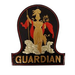 Group of eight fire insurance marks, comprising four Guardian Assurance Company, and four Reliance Insurance Company, one Caledonian Insurance Company, Guardian example H23cm