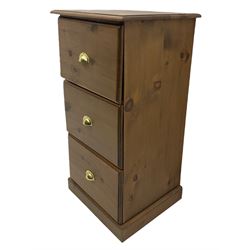 Pine three drawer filing chest