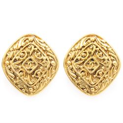 Chanel pair of gilt rhombus design clip-on earrings, circa 1990's