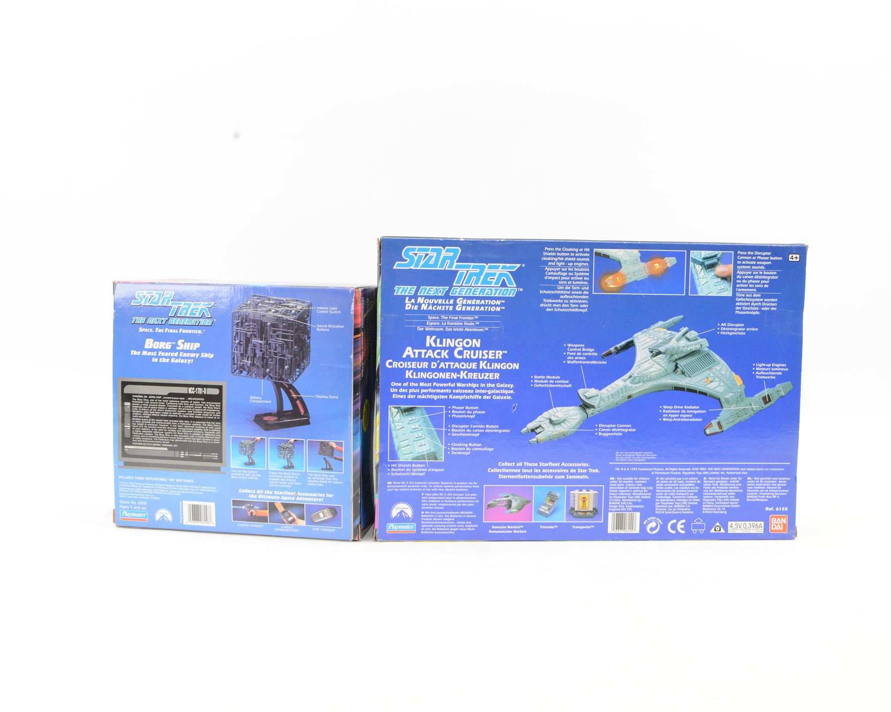 Two Bandai Playmates Star Trek The Next Generation Collector's Edition playsets, comprising Borg Ship collector's edition no. 060409 and Klingon Attack Cruiser collector's edition no. 187585, both boxed 