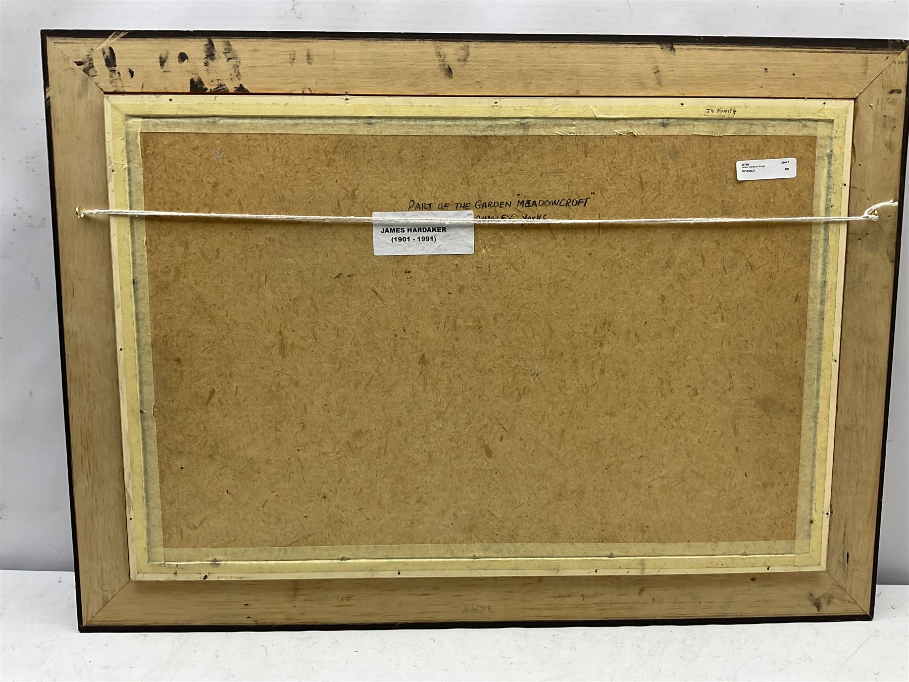 James Hardaker (British 1901-1991): 'Part of the Garden Meadowcroft - Bingley Yorkshire', oil on board signed, titled verso 38cm x 60cm