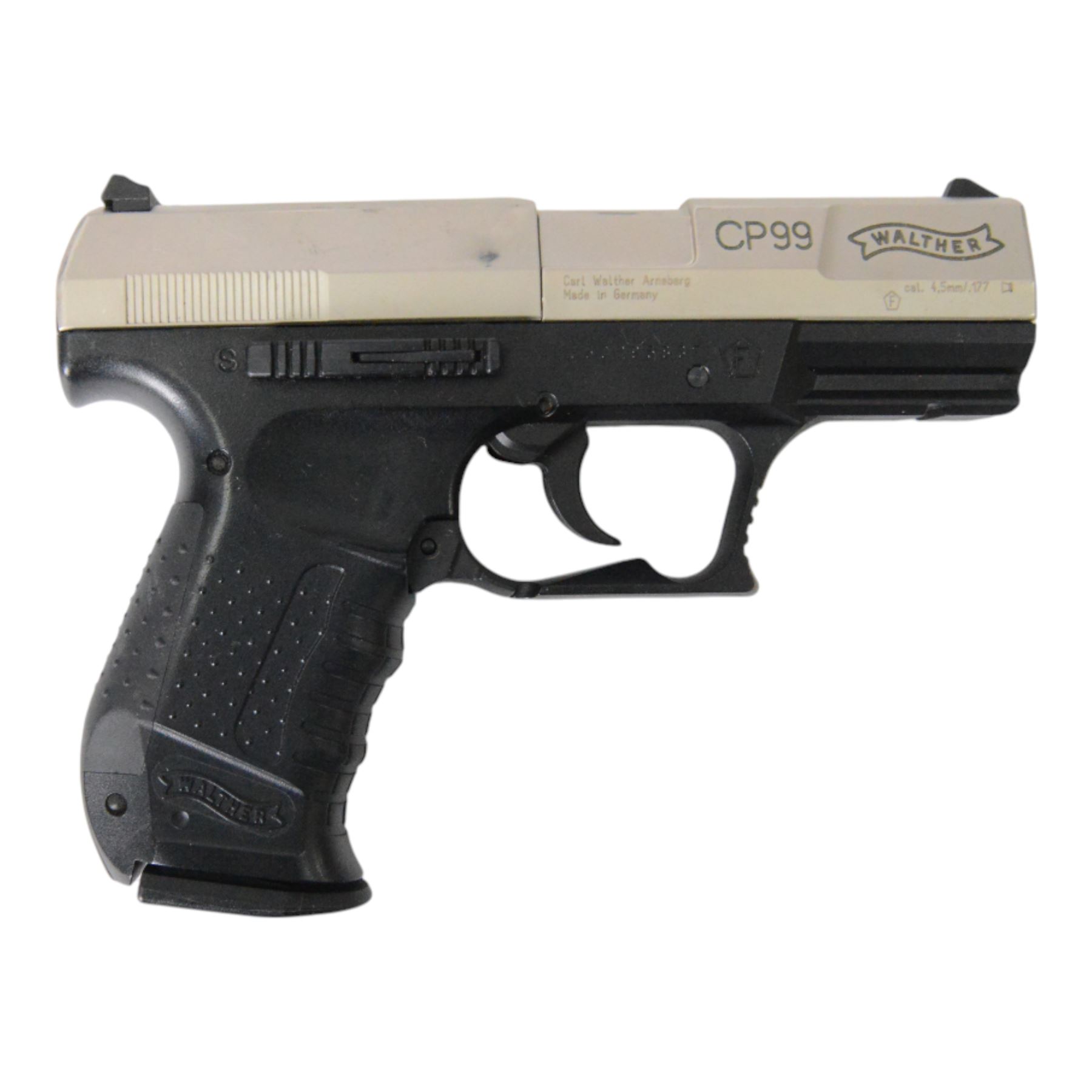 Walther CP99 air pistol, serial no J50295837,  together with Grizzly Win Mag Jr. air pistol and one other air pistol 