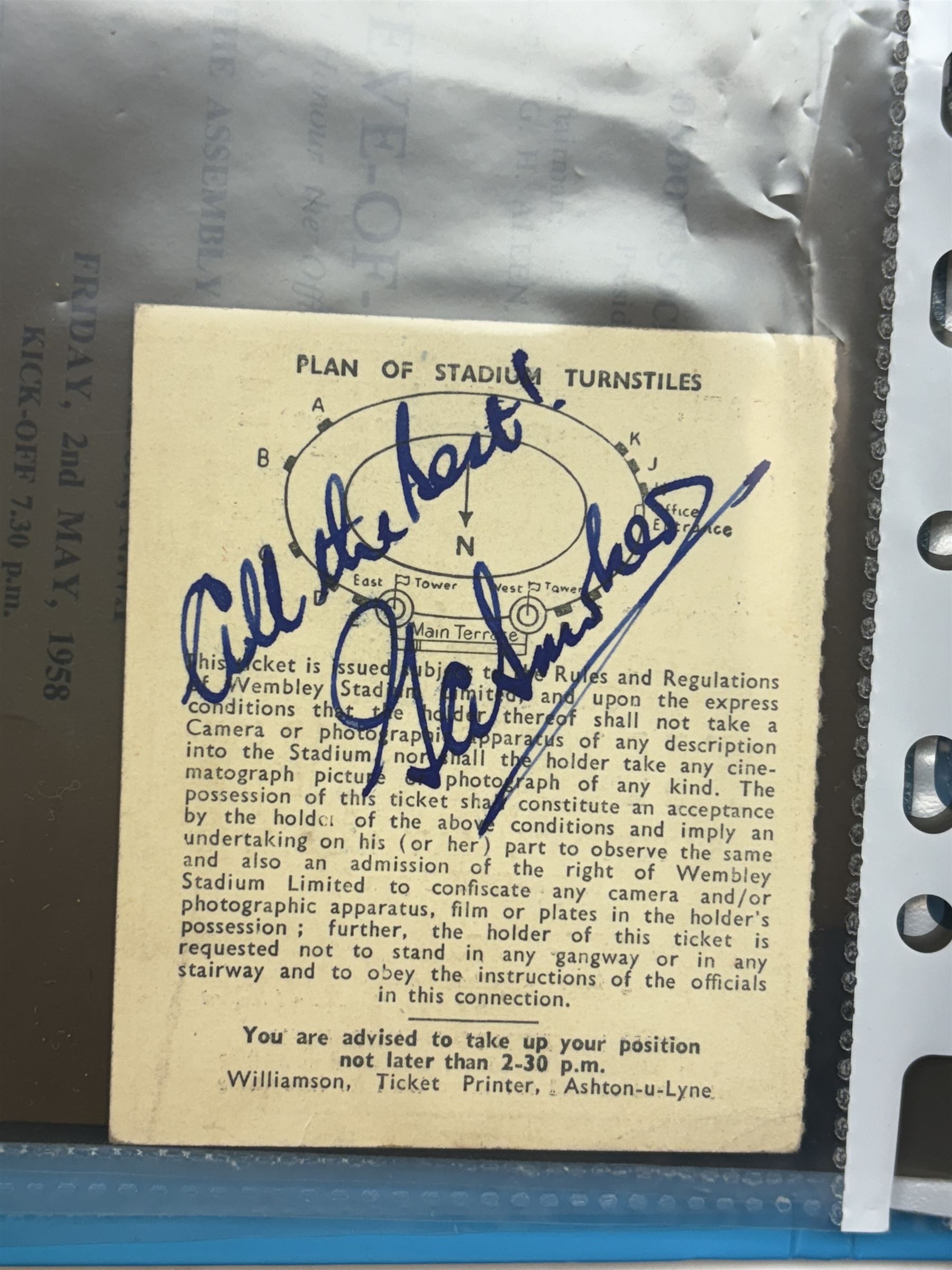 Collection of football memorabilia belonging and relating to the Hull based referee Frank Coultas, including 9ct gold Referee's medal for the 1957 Aston Villa v Manchester United FA Cup Final, inscribed 'The Football Association, F.B Coultas, F.A. Challenge Cup Competition, Final Tie 1957', hallmarked and in original case; the kit worn by him to referee the 1957 FA Cup Final and ephemera relating to the match including photographs, programmes and tickets; together with other football memorabilia collected by Frank Coultas, including programmes, photograph and ticket stubs, with some items relating to the 'Busby Babes'