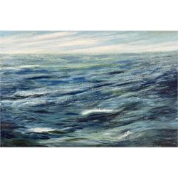 Tom Rayner (Scarborough 1948-2023): 'Blue Seas', acrylic on canvas board signed, titled on label verso 50cm x 75cm