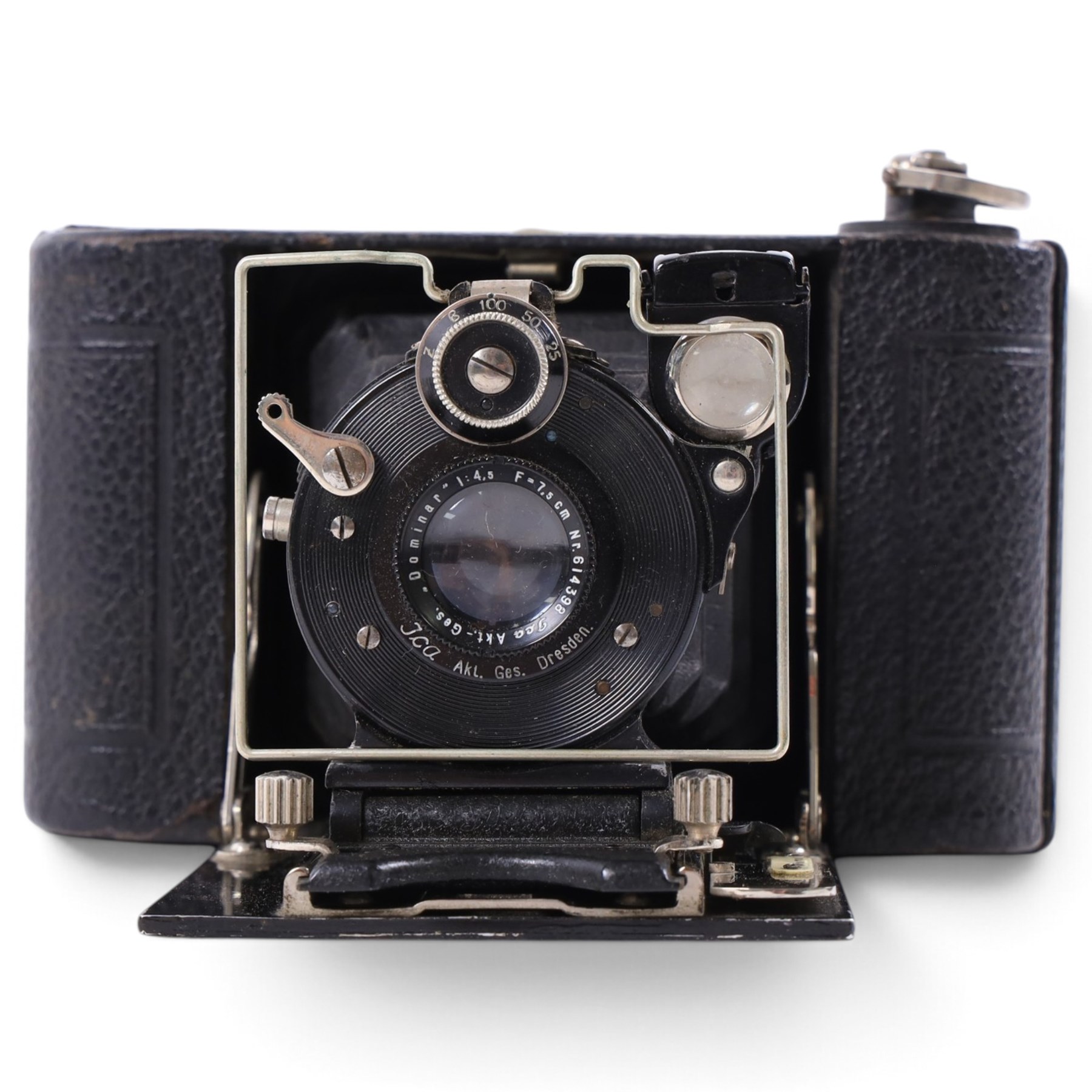 1940s Russian FED 1d NKVD 35mm rangefinder camera, serial no. 168349, with collapsible FED F=50 1:35 lens, in brown leather case, together with an Ica Icarette camera