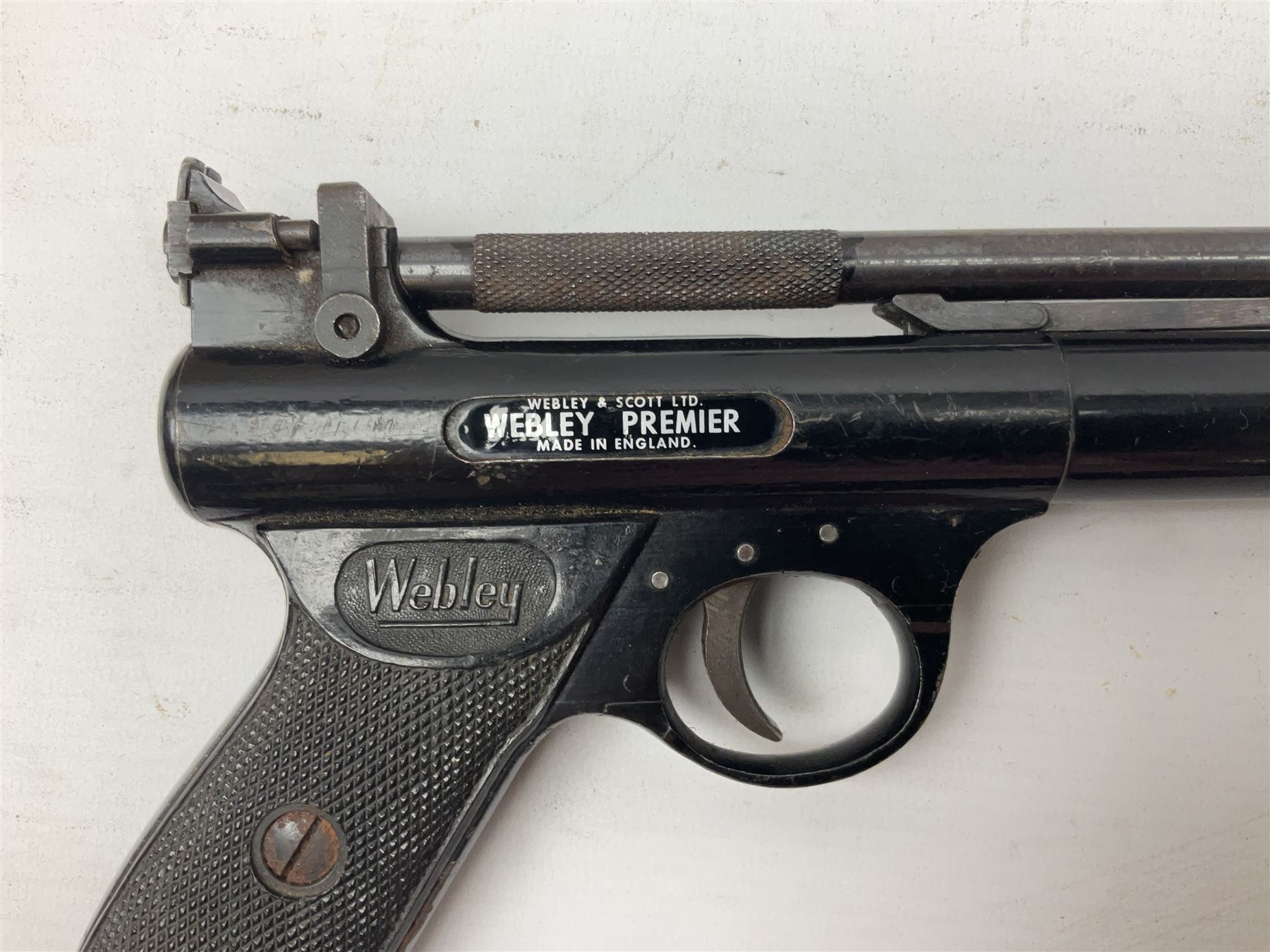 Webley Hurricane .22 air pistol with over lever action and thumb safety L27cm; Webley Premier .22 air pistol with over lever action No.816; part Diana model 2 air pistol; and quantity of .22 pellets in three tins