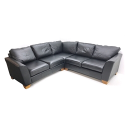  Mark's & Spencer's Home corner sofa upholstered in black leather, W258cm, D258cm  