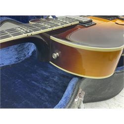 Hagstrom semi-acoustic sunburst guitar designed by James L. D'Aguisto L107cm; in original hard carrying case