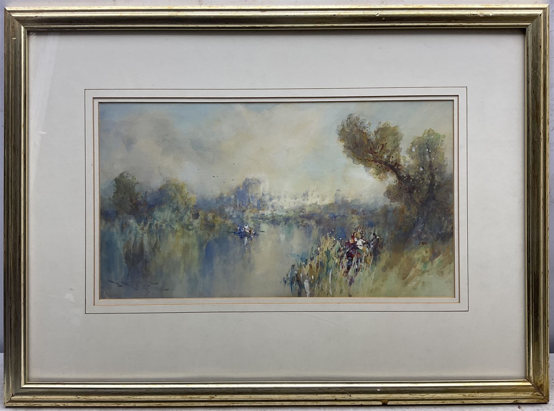 Stephen Frank Wasley (1848-1934): Ruins of Carthage from the River, watercolour signed 24cm x 43cm