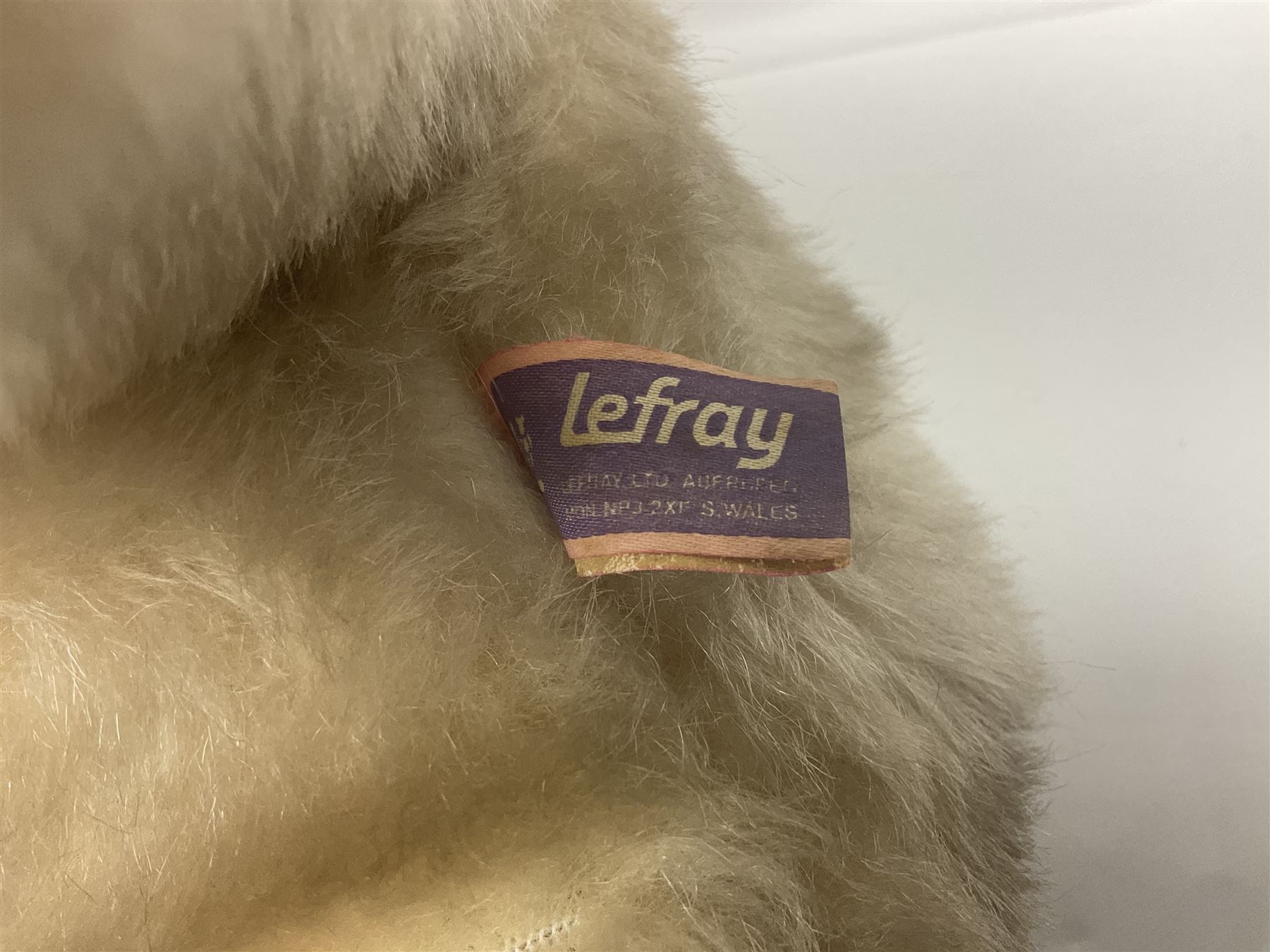 Lefray teddy bear, together with a smaller play worn teddy bear, tallest H53cm