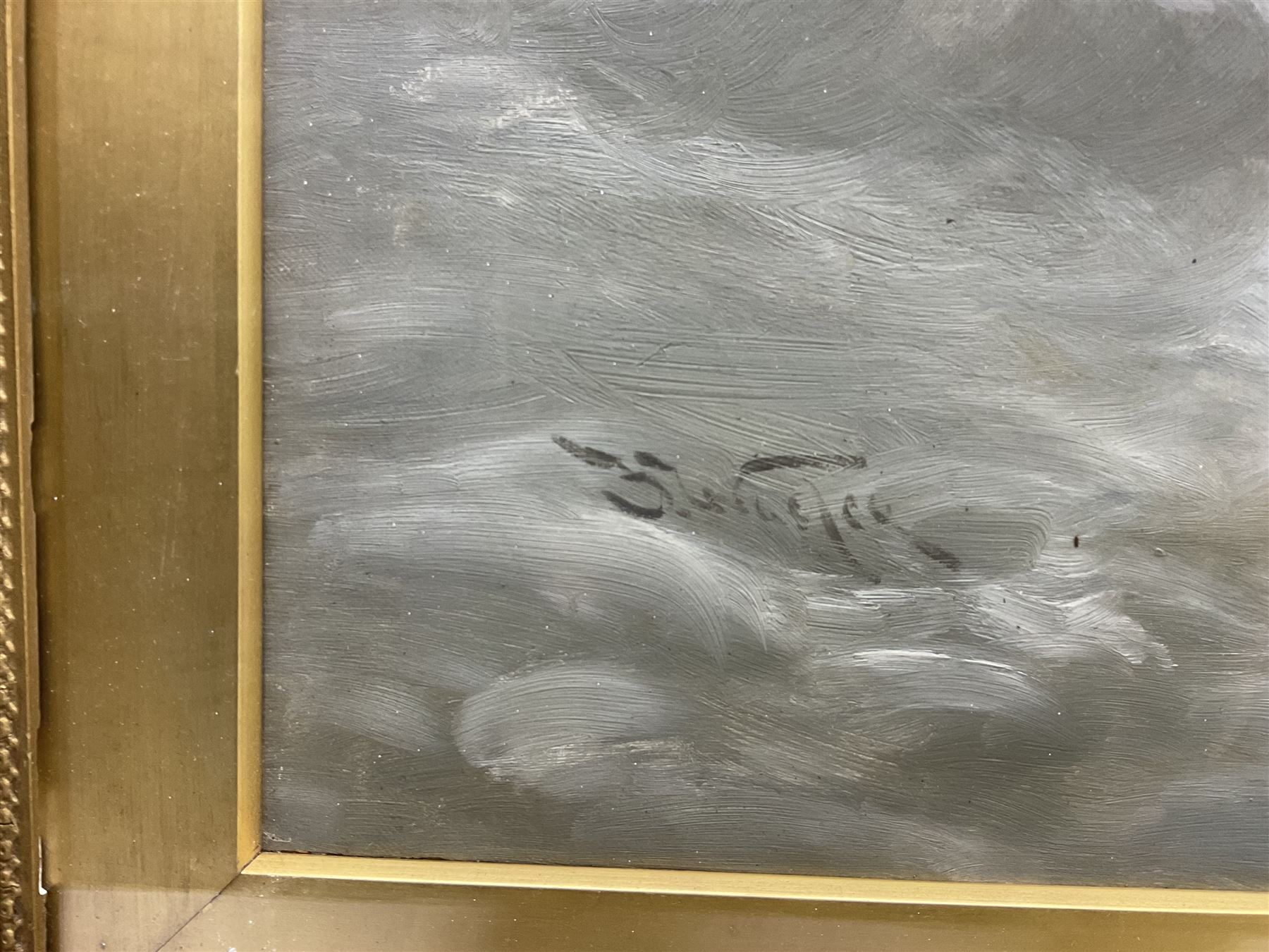 Stephen Frank Wasley (British 1848-1934): Heavy Swell off Scarborough Lighthouse, oil on canvas signed 60cm x 105cm