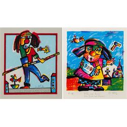 Otmar Alt (German 1940-): 'An Acrobat in Lippstadt' and 'The Tightrope Walker', two limite...