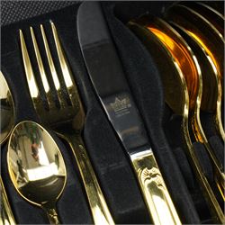 Bestecke SBS Solingen gold-plated canteen of cutlery for twelve persons, in briefcase holder