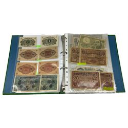 Collection of German banknotes, mostly dating between 1918 and 1923, many being of a high grade, with vendor's inventory, housed in a ring binder