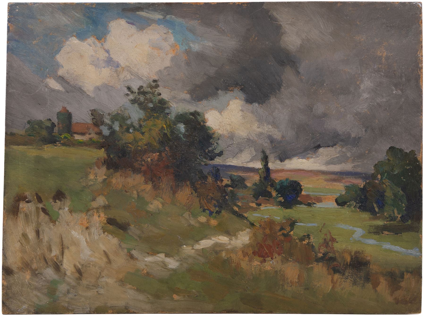 English Impressionist School (19th/20th Century): View Across a Landscape, oil on panel unsigned 23cm x 30cm (unframed)