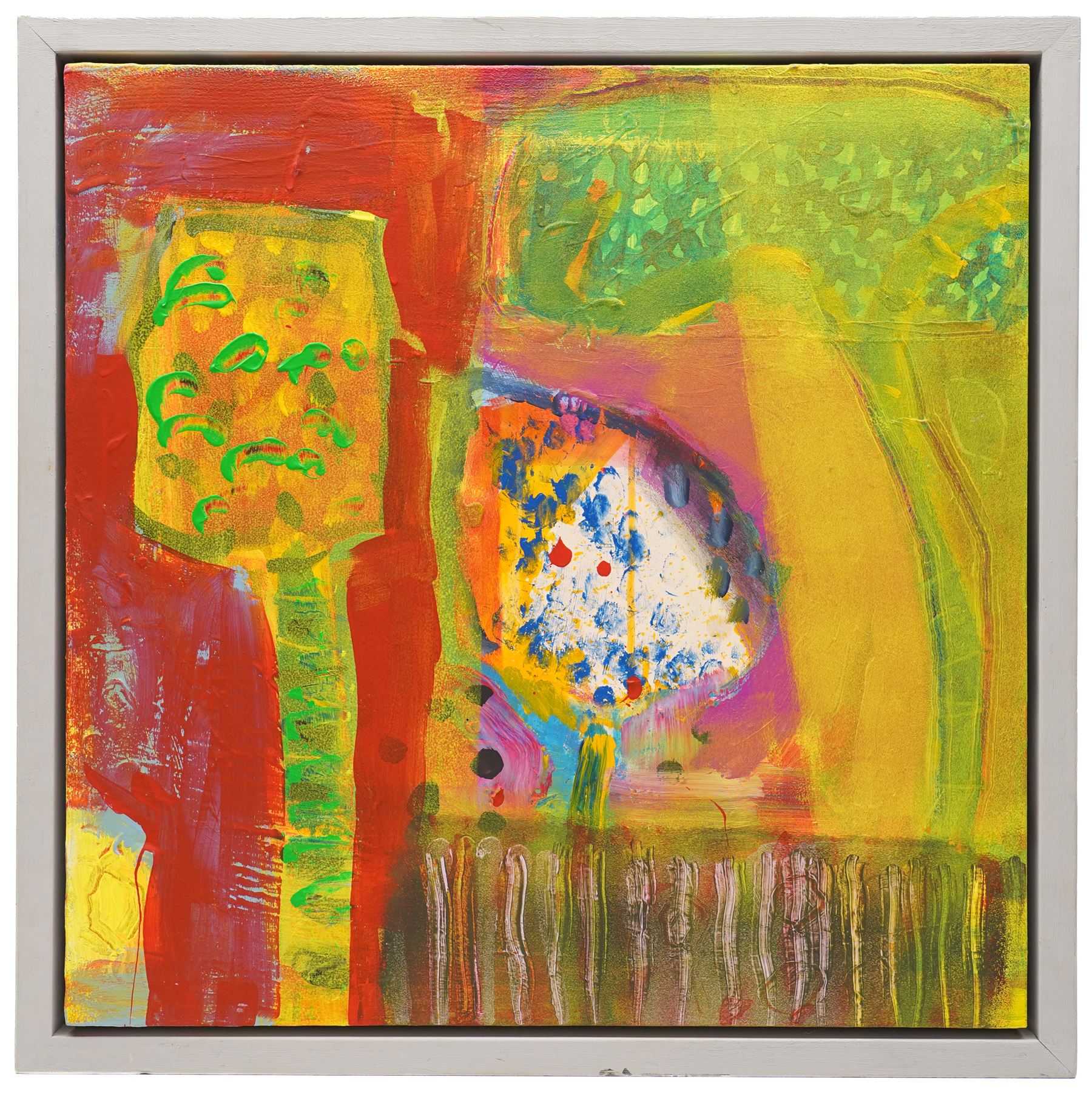 Gillian Ross Kelsey (British 1935-2025): 'The Dizzy Tree', acrylic on board, signed and titled verso 51cm x 51cm