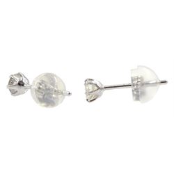 Pair of 18ct white gold round brilliant cut diamond stud earrings, stamped, total diamond weight approx 0.20 carat