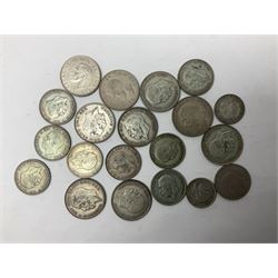 Approximately 235 grams of Great British pre-1947 silver coins, including half crowns etc
