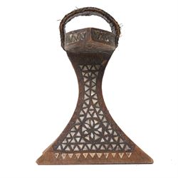 Pair of 19th century Ottoman Hamam nalins (bath clogs) with leather strap and inlaid decoration L23cm x H21cm