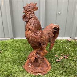 Small weathered cast iron garden cockerel - THIS LOT IS TO BE COLLECTED BY APPOINTMENT FROM DUGGLEBY STORAGE, GREAT HILL, EASTFIELD, SCARBOROUGH, YO11 3TX