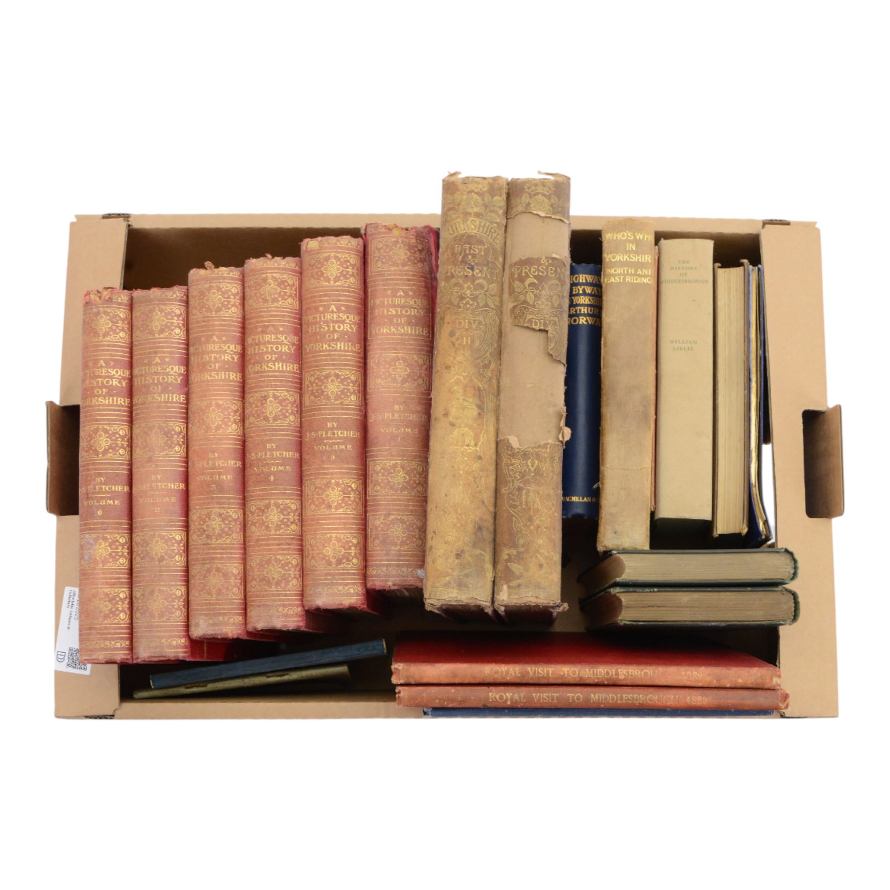 Collection of local history antiquarian books, including Baines, Thomas: Yorkshire Past and Present, vols I - II, Fletcher, J.S.: A Picturesque History of Yorkshire, vols 1 - 6, Home, Gordon Yorkshire etc   