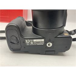 Minolta Dynax 5xi camera body serial no 17222646 with 'AF Zoom Xi 28-80mm 1:4(22)-56' lens serial no 17220881, Minolta SRT101 camera body serial 1944687, Lumix camera body serial no K6SC10168 etc 