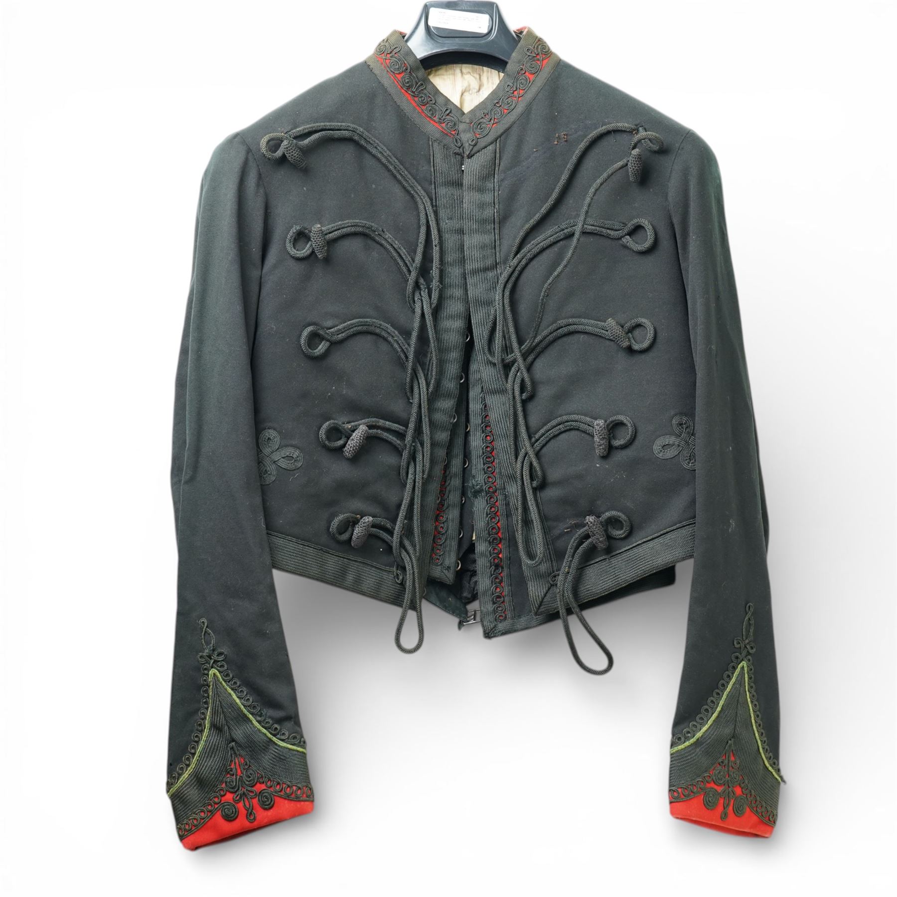 Kings Shropshire Light Infantry 1949 pattern tunic with Croix de Guerre flash and a Rifle Officer's mess tunic and waistcoat with green facings (2)