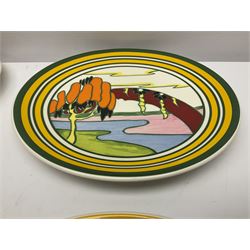 Four Clarice Cliff Wedgwood limited edition plates, comprising Orange Erin, Blue Firs, Solitude and May Avenue, all with certificate and box, D26cm