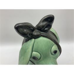 Sylvac 'toothache' dog in the green colourway, no 2451, with impressed beneath, H28.5cm