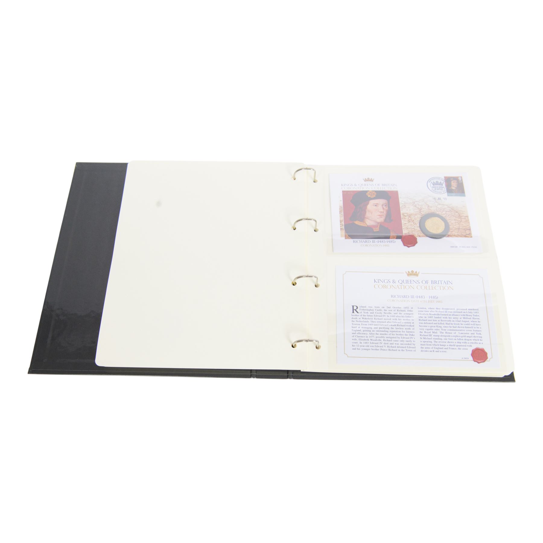 Westminster 'Kings & Queens of Britain Coronation Collection', set of twenty-two coin covers featuring reproductions of notable British coins, housed in two ring binder folders