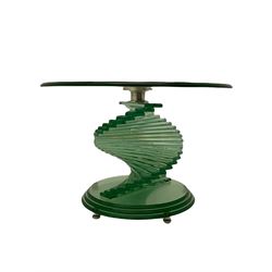 Contemporary glass occasional table on spiral pedestal