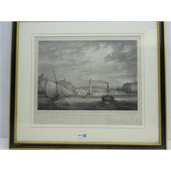  'To the Trustees of the Piers & Harbour of Whitby', 19th century proof lithograph by Francis Nicholson (British 1753-1844) bears signature of Francis Pickernell - architect of the lighthouse printed by proof lithograph by Graf & Soret, London 35.5cm x 43cm  