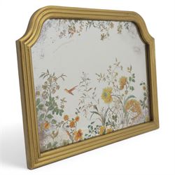 Botanical design wall mirror, the mirror plate decorated with printed botanical motifs and...