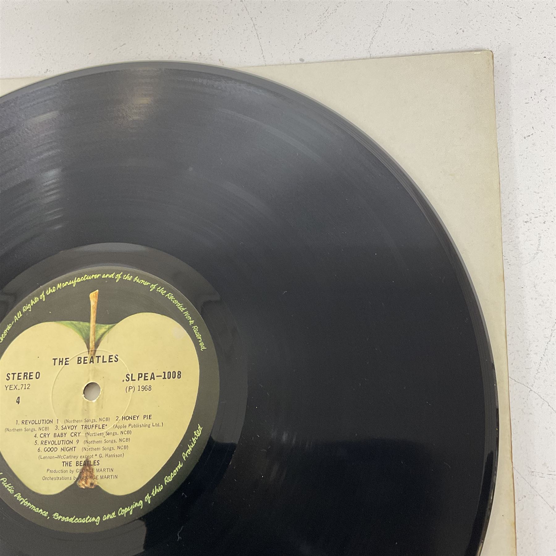 The Beatles White album vinyl record, with side opening gatefold sleeve, Apple Records, Stereo, SLPEA-1007 and 1008, YEX 710, 711 and 712