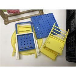 1980s Epoch Sylvanian Families - Country Kitchen Utensil Set and Playpen with Mobile; both boxed; together with assorted loose furniture, playground equipment, grocery shop stock etc; Penny's Pony Club Set in folding stable box; and boxed Bouncin' Babies Nursey Playset