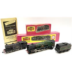 Hornby Dublo - two-rail 2235 Rebuilt West Country Class 4-6-2 locomotive 'Barnstaple' No.34005 with instructions; and Class N2 0-6-2 Tank locomotive No.69550; both in red striped boxes (2)