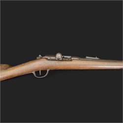 REGISTERED FIREARMS DEALER ONLY De-activated 19th Century French Chassepot Rifle type 1874, serial no 60024, breech stamped Manufacture D’Armes, with detachable ram rod bolt action with full length walnut stock, stock marked 29916 V MA M S Juillet J 1874, L130cm IMPORTANT NOTE THE RIFLE IS DEACTIVATED BUT TO PRE-2018 STANDARD ONLY. IT CAN ONLY BE PURCHASED BY A REGISTERED FIREARMS DEALER, MUSEUM HOLDING CURRENT UK LICENCE OR WITH APPROPRIATE EXEMPTION