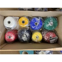  Brother cased knitting machine model KH-890 together with Brother Ribbing attachment model KH-850, knitting machine yarn cones in assorted colours, selection of knitting patterns etc