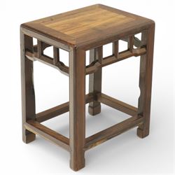 Fine quality Chinese rosewood occasional table, of fully pegged construction, panelled rec...