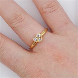 18ct rose gold round brilliant cut diamond heart shaped ring, hallmarked, total diamond weight approx 0.20 carat