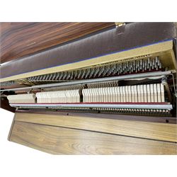 Welmar - English walnut cased upright piano, overstrung frame with a Langer underdamper action; serial No 107859 (1990) with practise, sostenuto and una corda pedals, 88 note seven octave keyboard, with matching duet stool.