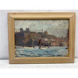 Joseph Richard Bagshawe (Staithes Group 1870-1909): Fishing Boats off Whitby, oil on board unsigned 24cm x 34cm
Provenance: acquired direct from the trustees of the Bagshawe Estate when the final part of the artist's studio collection was dispersed in Whitby in the 1990s, never previously been on the open market 
