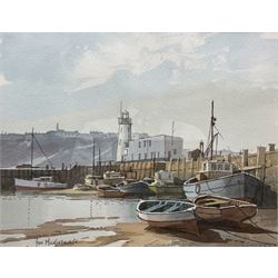 Don Micklethwaite (British 1936-): Scarborough Harbour, watercolour signed 21cm x 28cm