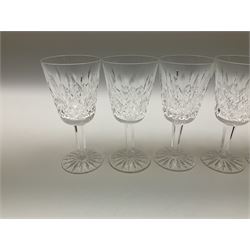 Set of six Waterford Crystal wine glasses, in Lisbon pattern, H14cm. 