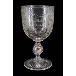Late 19th century oversized glass goblet