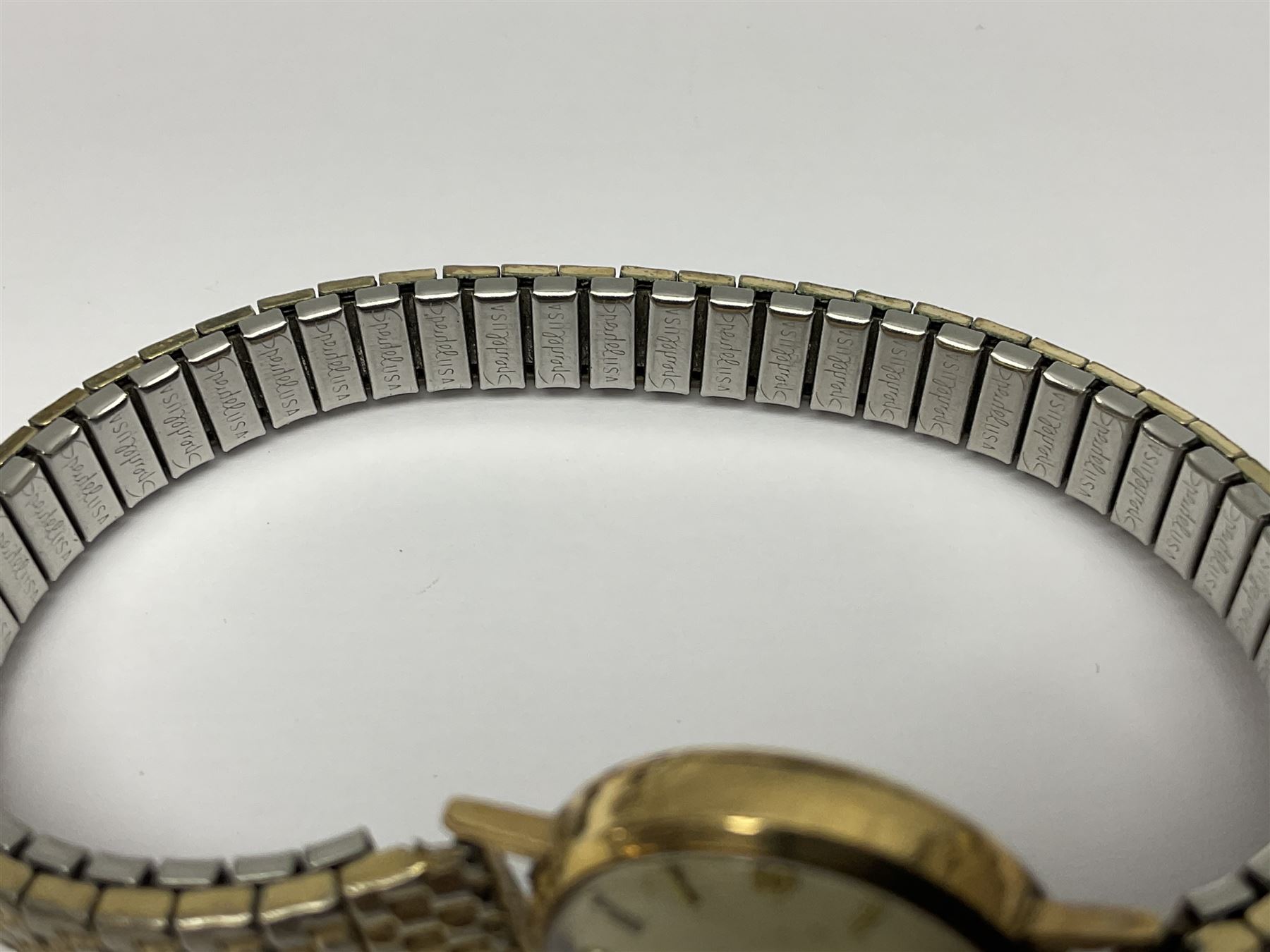 Tudor Royal 9ct gold ladies wristwatch, on expanding gilt bracelet, Gillex silver wristwatch, on silver bracelet, two early 20th century silver wristwatches and one other gilt wristwatch, all manual wind movements