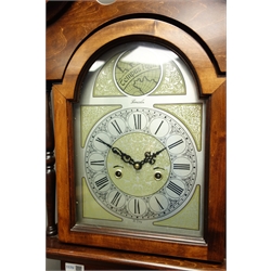  Lincoln mahogany finish longcase clock, 31-day movement striking the hours and half on rods, H193cm  