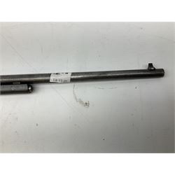 BSA .177 air rifle with top loading under lever action, walnut stock carved with chequered BSA logo to grip, serial no.A1203 L102cm